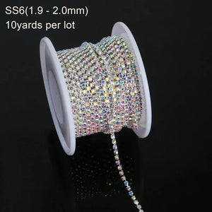 10yds Silver Crystal AB SS6 Rhinestone Chain, DIY Beauty Accessories