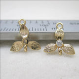 10Pcs Two Hole Flower 24 Plated Copper Zircon Beads Charms