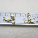 10Pcs Two Hole Flower 24 Plated Copper Zircon Beads Charms