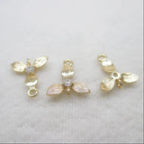 10Pcs Two Hole Flower 24 Plated Copper Zircon Beads Charms