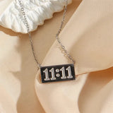11:11 Angel Number Necklace 18k Plated Rectangle Pendant Dainty Jewelry