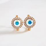 Austrian Crystal Plated Earrings for Women Round Clip-Ons Gift