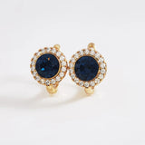 Austrian Crystal Plated Earrings for Women Round Clip-Ons Gift