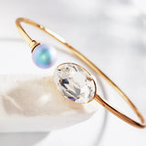 Cuff Bangles for Women Oval Austrian Crystal Open Bangles