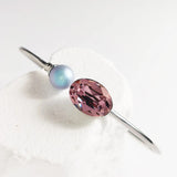 Cuff Bangles for Women Oval Austrian Crystal Open Bangles