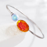Cuff Bangles for Women Oval Austrian Crystal Open Bangles