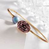 Cuff Bangles for Women Oval Austrian Crystal Open Bangles