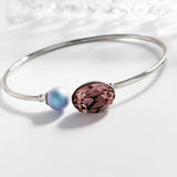 Cuff Bangles for Women Oval Austrian Crystal Open Bangles