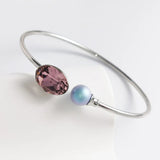 Cuff Bangles for Women Oval Austrian Crystal Open Bangles