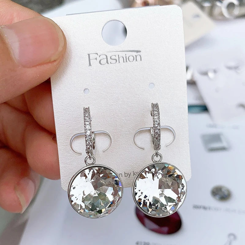 Austrian Crystal Hoops Earrings for Girls Wedding Party