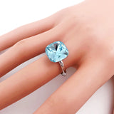 Adjustable Square Crystal Open Ring for Women Girls Wedding Gift
