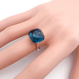 Adjustable Square Crystal Open Ring for Women Girls Wedding Gift