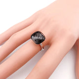 Adjustable Square Crystal Open Ring for Women Girls Wedding Gift