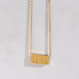 11:11 Rectangle Pendant 18K Plate Necklace Stainless Steel