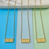 11:11 Rectangle Pendant 18K Plate Necklace Stainless Steel