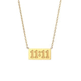 11:11 Rectangle Pendant 18K Plate Necklace Stainless Steel