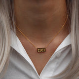 11:11 Rectangle Pendant Plate Necklace Stainless Steel 18K Plated