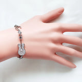 Music Note & Guitar Hand Jewelry Bracelet with Austrian Crystal