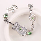 Music Note & Guitar Hand Jewelry Bracelet with Austrian Crystal