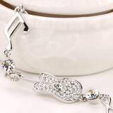 Music Note & Guitar Hand Jewelry Bracelet with Austrian Crystal