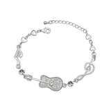 Music Note & Guitar Hand Jewelry Bracelet with Austrian Crystal