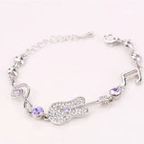 Music Note & Guitar Hand Jewelry Bracelet with Austrian Crystal