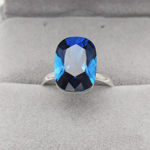 Adjustable Silver Plated Crystal Ring for Women - Rectangle Bijoux Gift