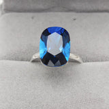 Adjustable Silver Plated Crystal Ring for Women - Rectangle Bijoux Gift