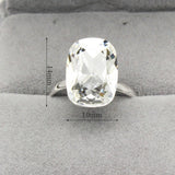 Adjustable Silver Plated Crystal Ring for Women - Rectangle Bijoux Gift
