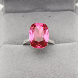 Adjustable Silver Plated Crystal Ring for Women - Rectangle Bijoux Gift