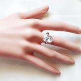 Adjustable Silver Plated Crystal Ring for Women - Rectangle Bijoux Gift