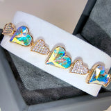 Women Bracelet Austrian Crystal Heart Bangle Bracelet