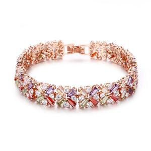 Gorgeous Silver Spring Flower CZ Tennis Bracelet Support