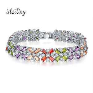 Gorgeous Silver Spring Flower CZ Tennis Bracelet Support