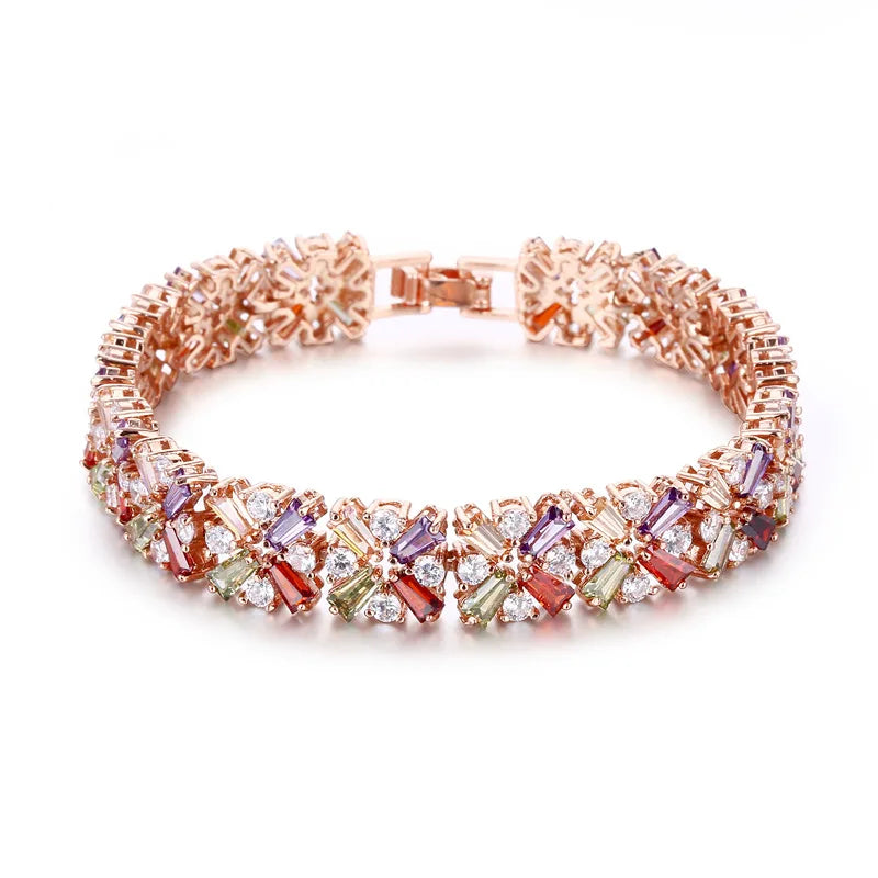 Gorgeous Silver Spring Flower CZ Tennis Bracelet Support