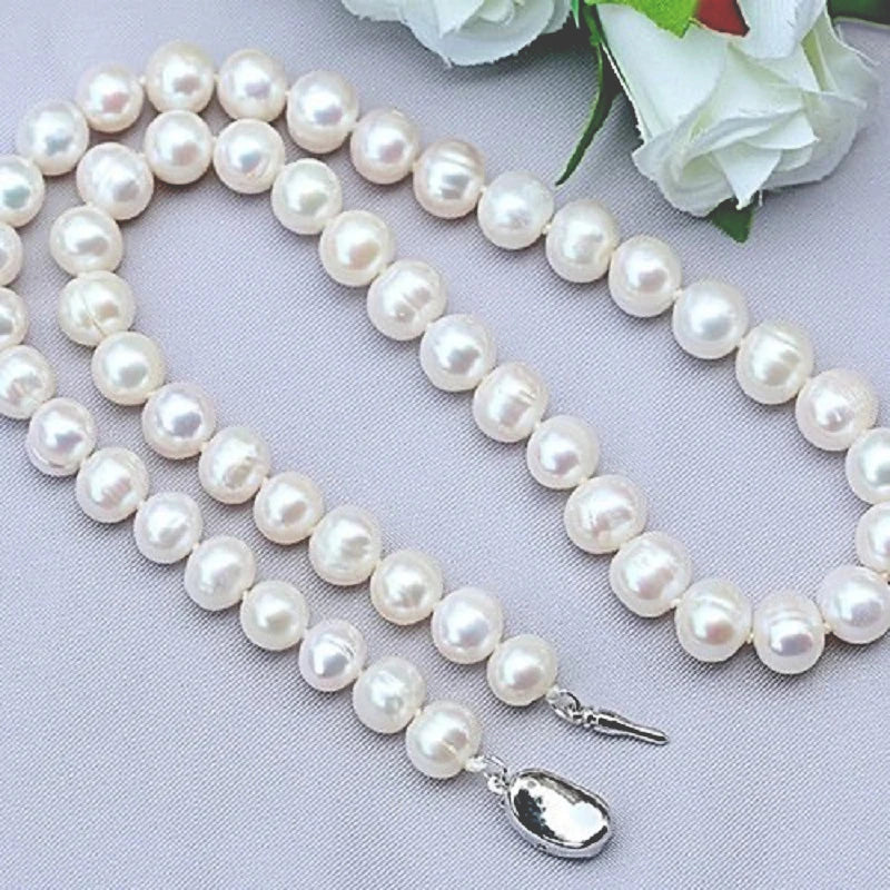 Big Pearl Necklace Natural Freshwater Pearl 925 Sterling Silver Women Gift