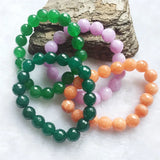 11-12MM Emerald Faceted Bracelet Green Orange Purple Bead Hand Row Gemstone