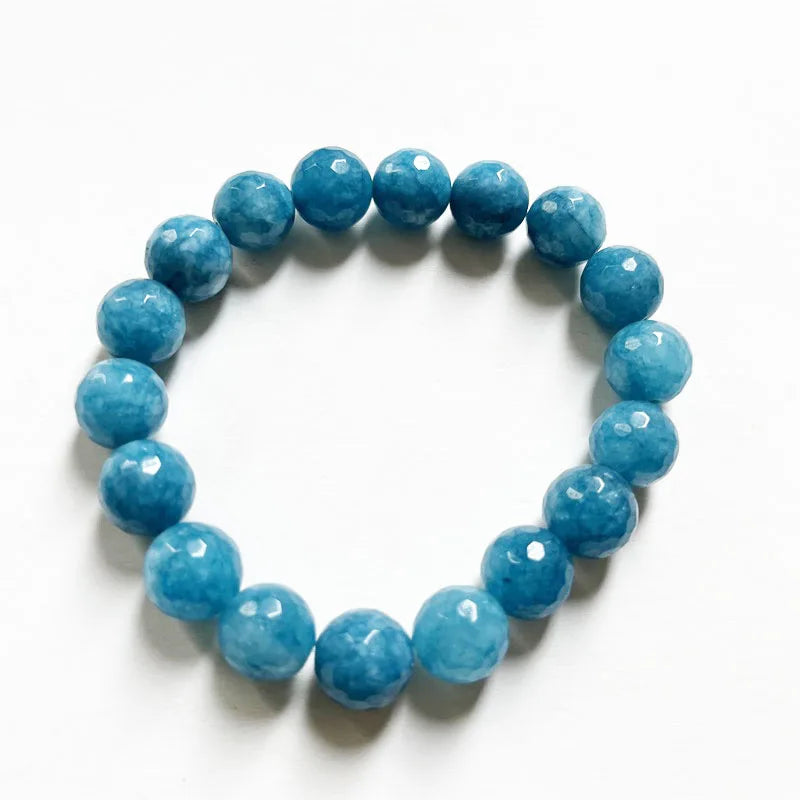 11-12MM Emerald Faceted Bracelet Green Orange Purple Bead Hand Row Gemstone