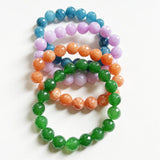 11-12MM Emerald Faceted Bracelet Green Orange Purple Bead Hand Row Gemstone