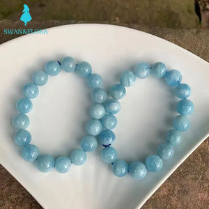 11-12MM Natural Aquamarine Bracelet AAAAA aeroides Gift