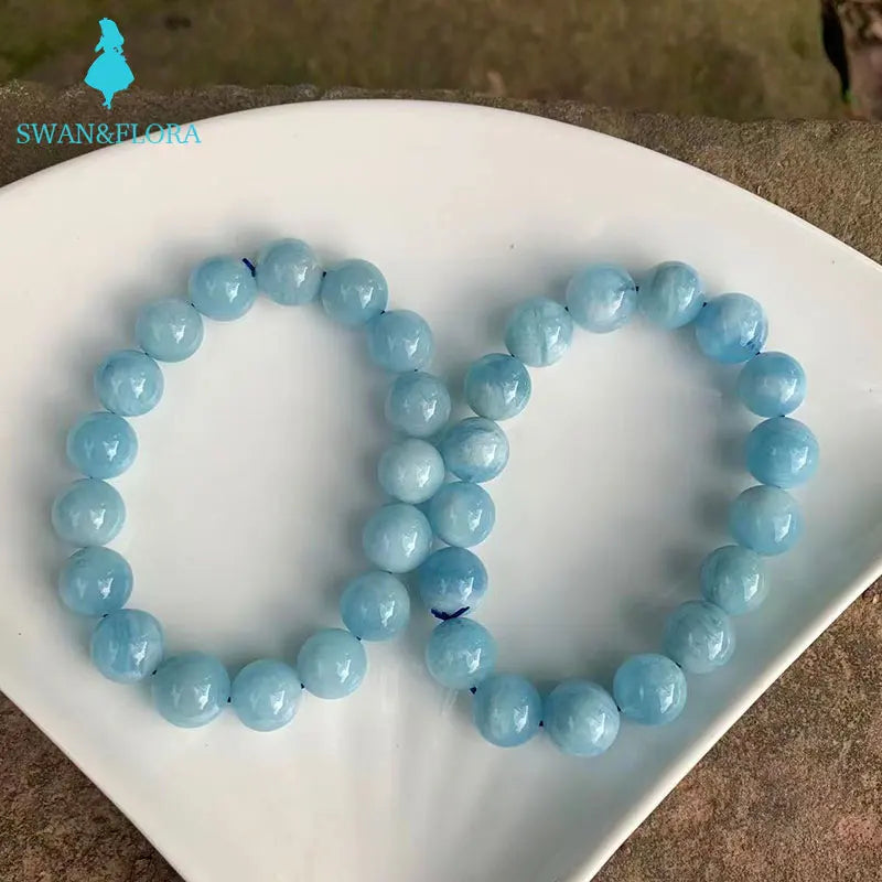 11-12MM Natural Aquamarine Bracelet AAAAA aeroides Gift