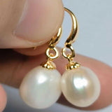 Natural Baroque Pearl Dangle Earrings 14K Ear Studs for Wedding Thanksgiving