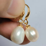 Natural Baroque Pearl Dangle Earrings 14K Ear Studs for Wedding Thanksgiving