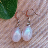 11-12MM Baroque Pearl Earrings 925 Silver Wedding Dangle Hook Party
