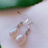 11-12MM Baroque Pearl Earrings 925 Silver Wedding Dangle Hook Party