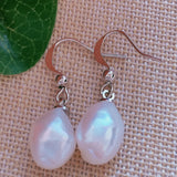 11-12MM Baroque Pearl Earrings 925 Silver Wedding Dangle Hook Party