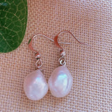 11-12MM Baroque Pearl Earrings 925 Silver Wedding Dangle Hook Party