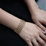 11/12mm 585 Rose Bracelet Bangle for Women Heart-shaped Carved Chain