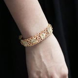 11/12mm 585 Rose Bracelet Bangle for Women Heart-shaped Carved Chain