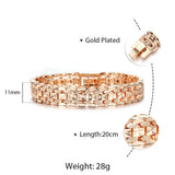 11/12mm 585 Rose Bracelet Bangle for Women Heart-shaped Carved Chain